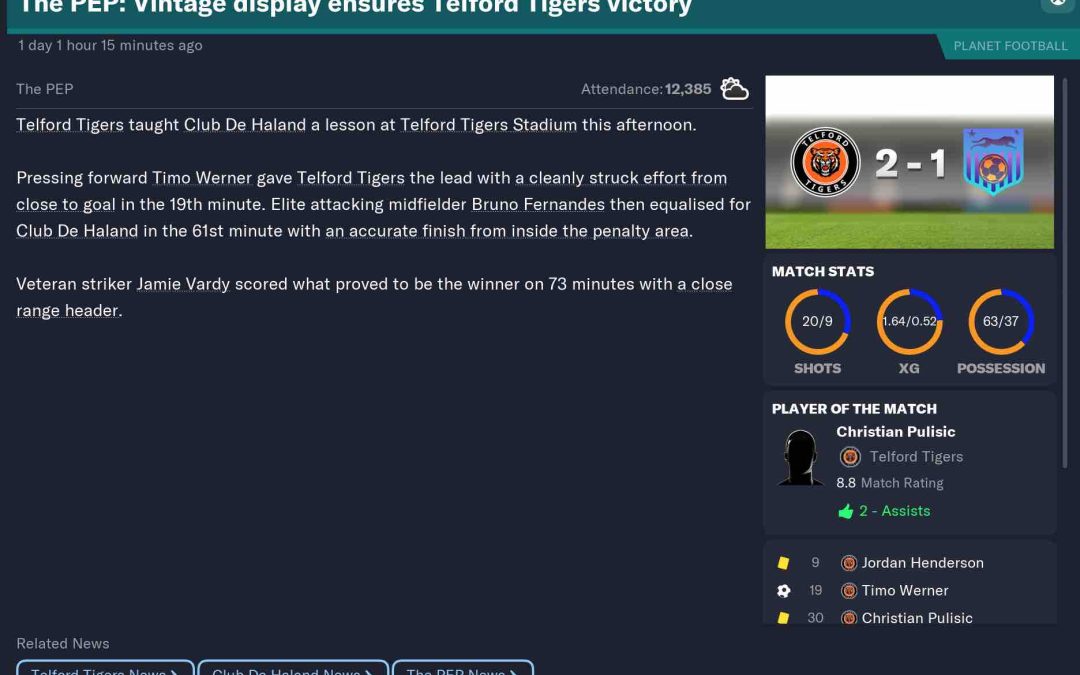 Telford Tigers vs Club De Haland