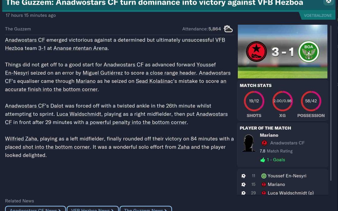 CF Anadwostars vs VFB Hezboa