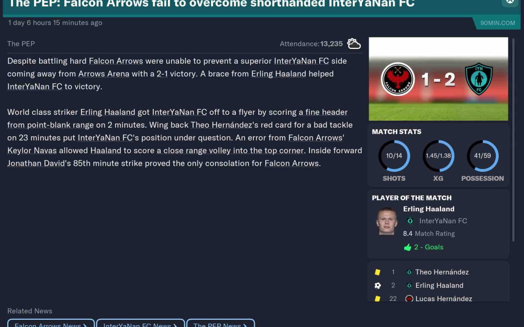 Falcon Arrows FC vs InterYaNan FC