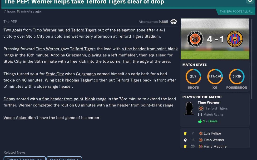 Telford Tigers vs Stoic City FC