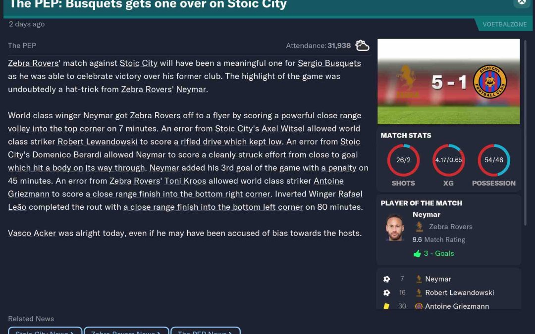 Zebra Rovers vs Stoic City FC