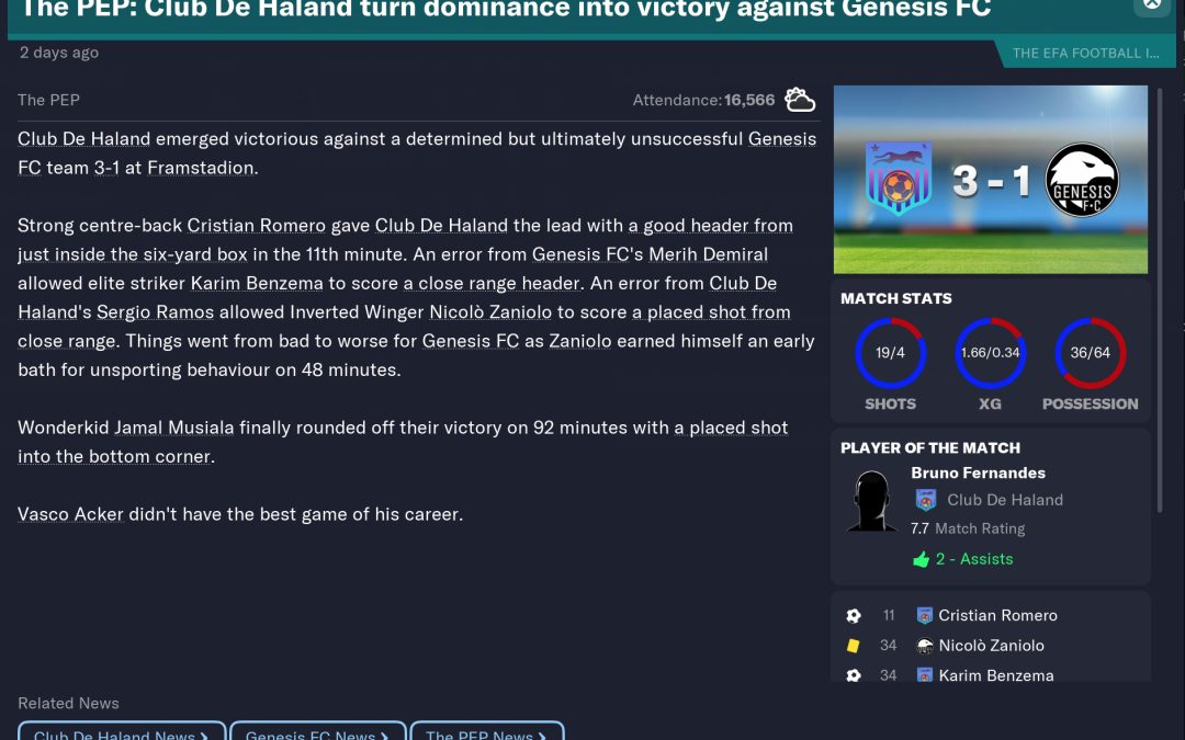 Club De Haland vs Genesis FC