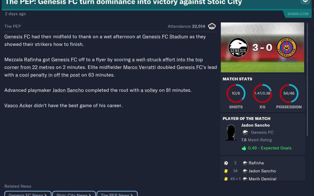 Genesis FC vs Stoic City FC