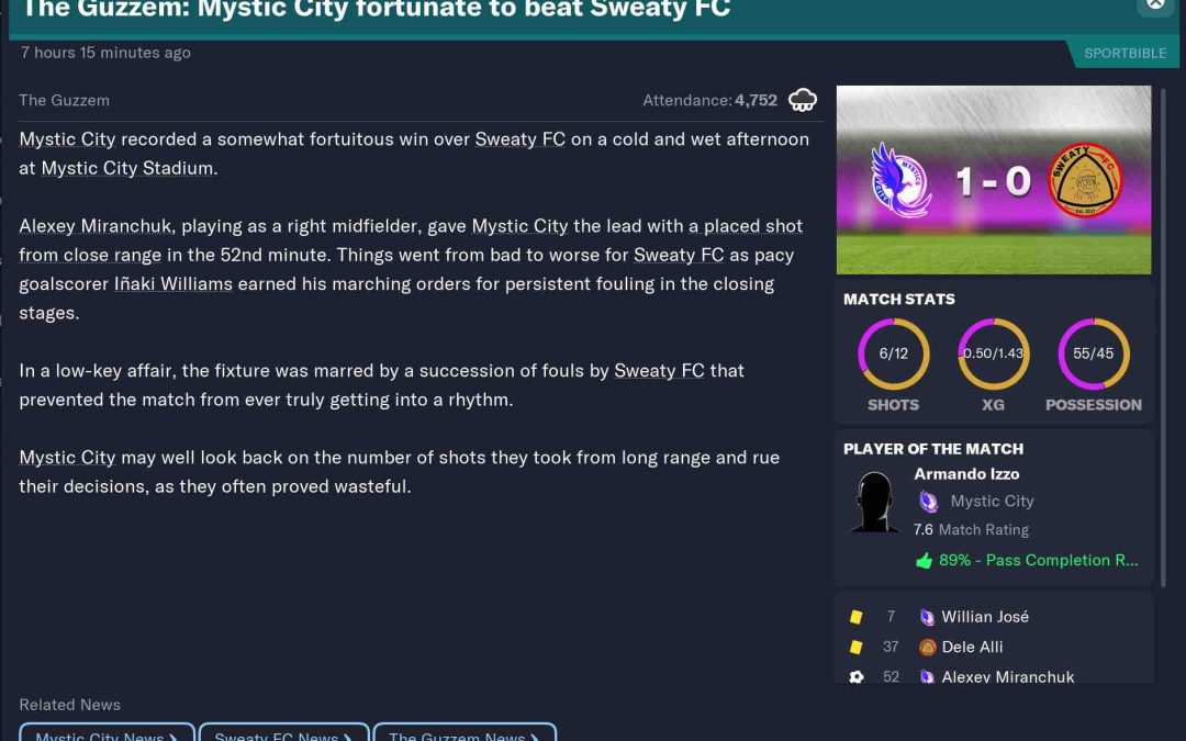 Mystics City vs Sweaty FC