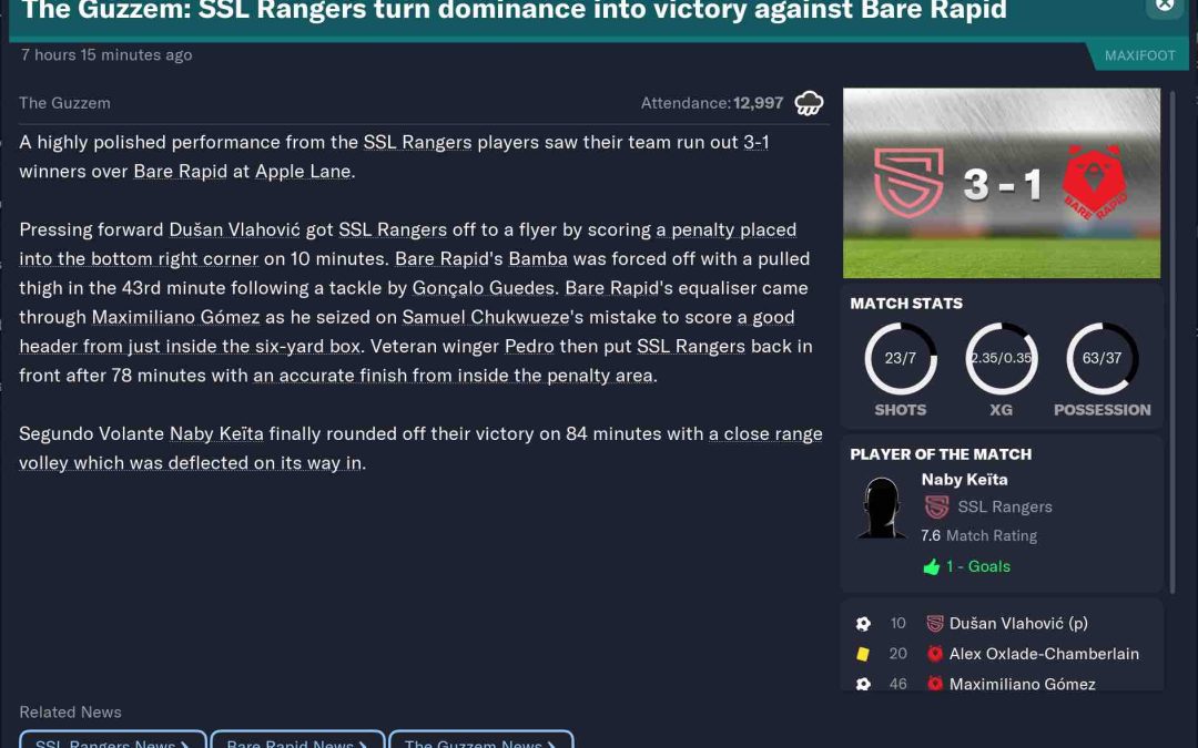 SSL Rangers vs Bare Rapid
